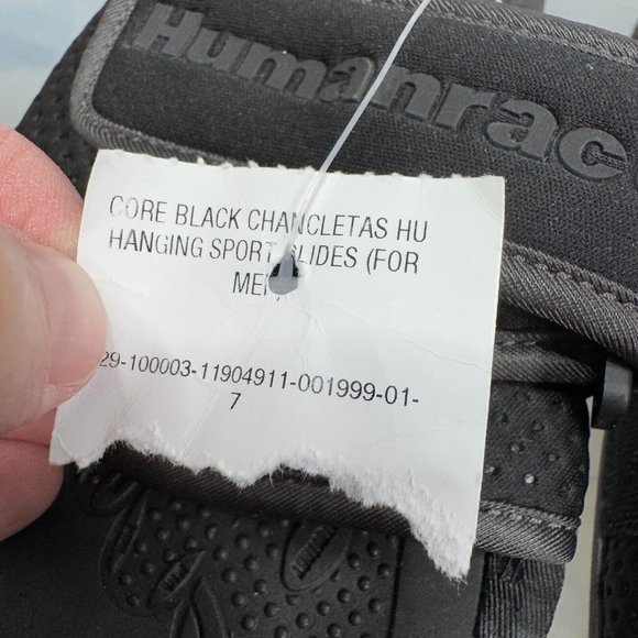 Adidas Sandals Mens 7 Black Human Race Chancletas HU Slide Pharrell Williams NEW - Picture 10 of 13